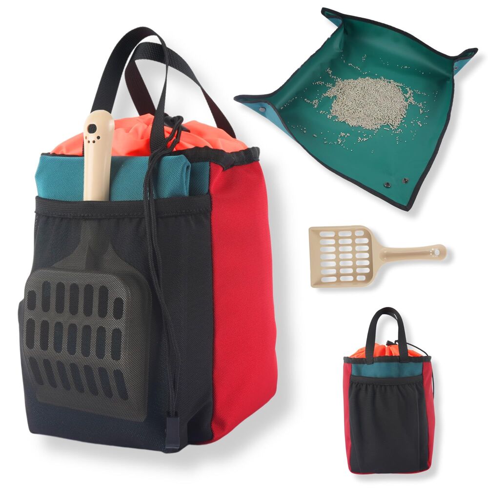 Travel Litter Box Kit for Cats: 1 Litter Tray + 1 Litter Bag + 1 Small Scooper